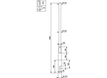  METRORIGINAL - Pole for embedded installation - 3.5 m - 135 mm - RAL color