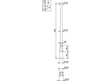  METRORIGINAL - Pole with flange - 3.5 m - 135 mm - RAL color