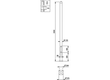  METROTUB - Pole with flange - 3.5 m - 135 mm - RAL color