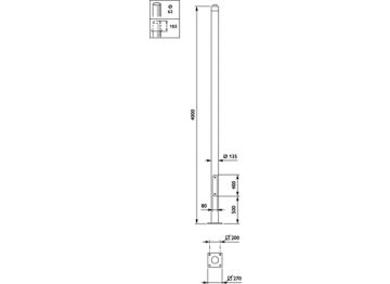  METROTUB - Pole with flange - 4.0 m - 135 mm - RAL color