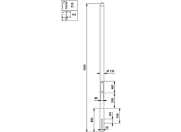 METROTUB - Pole for embedded installation - 3.5 m - 135 mm - RAL color