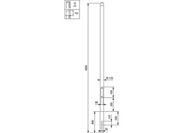  METROTUB - Pole for embedded installation - 4.0 m - 135 mm - RAL color