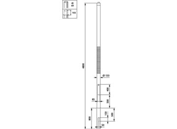  METROWOOD - Pole for embedded installation - 4.0 m - 133 mm - RAL color