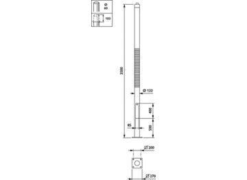  METROWOOD - Pole with flange - 3.5 m - 133 mm - RAL color