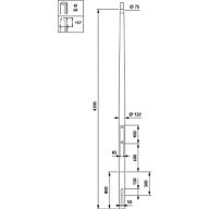  METROLIGHT - Pole for embedded installation - 3.5 m - 76 mm - RAL color