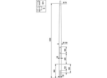  METROLIGHT - Pole for embedded installation - 3.5 m - 76 mm - RAL color