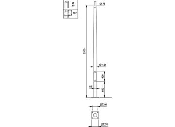  METROLIGHT - Pole with flange - 3.5 m - 76 mm - RAL color