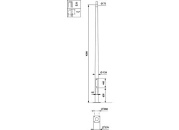  METROLIGHT - Pole with flange - 4.0 m - 76 mm - RAL color