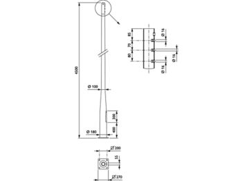  Pole with flange - 4.5 m - 60 mm - RAL color