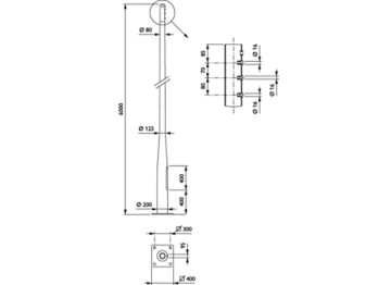  Pole with flange - 6.0 m - 60 mm - RAL color
