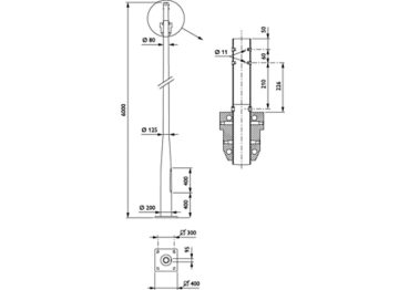  Pole with flange - 6.0 m - 60 mm - RAL color