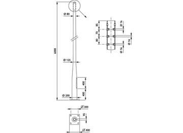  Pole with flange - 6.0 m - 60 mm - RAL color