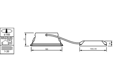 Dimension Drawing (without table) - TCTT160 11S/840 PSU-E WH