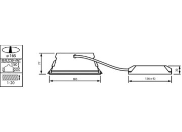 Dimension Drawing (without table) - TCTT165 11S/840 PSU-E WH