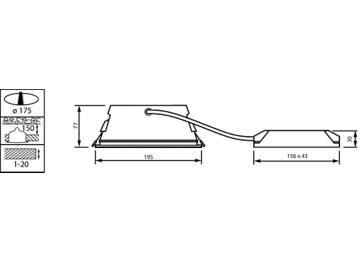 Dimension Drawing (without table) - TCTT175 20S/840 PSU-E WH