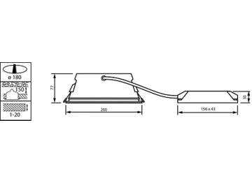 Dimension Drawing (without table) - TCTT180 20S/830 PSU-E WH