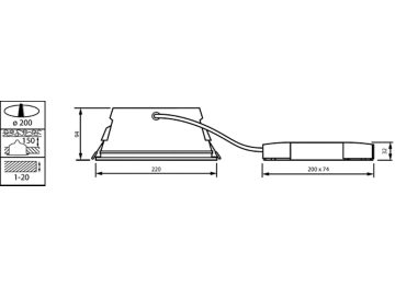 Dimension Drawing (without table) - TCTT200 20S/830 U4 OC PCC WH