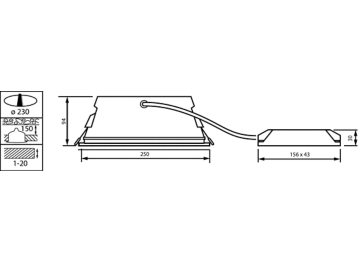 Dimension Drawing (without table) - TCTT230 20S/830 PSU-E WH