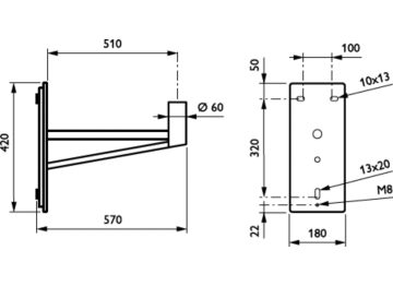   - 500 mm - 60 mm - 0° - RAL color - 