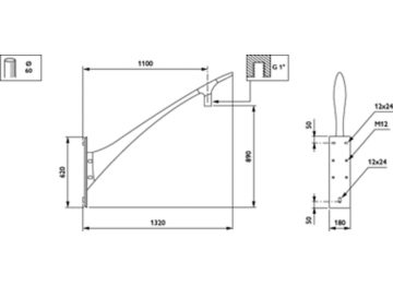   - 1100 mm - 89 mm - 0° - RAL color - 