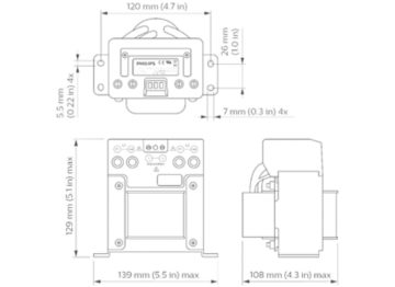Dimension Drawing (without table) - LCU7720/00 Coded Mains Transformer LL