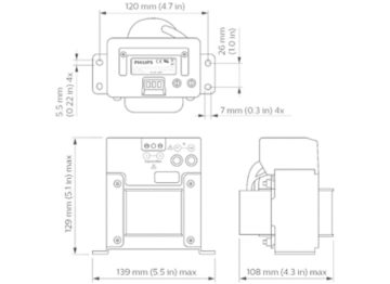 Dimension Drawing (without table) - LCU7725/00 Coded Mains Transformer LN