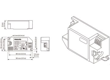 Dimension Drawing (without table) - LLC7730/00 Coded Mains Receiver LN