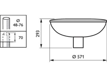 Dimension Drawing (without table) - BDP101 LED40/740 II DS PCC GR MSP 62P