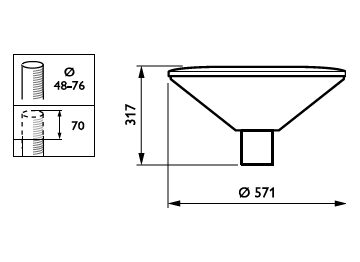 Dimension Drawing (without table) - BDP102 LED35/830 DW PCF SI CLO 62P
