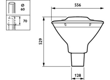 Dimension Drawing (without table) - BDS491 LED40/730 PSU I DW DF-S GR H07 60
