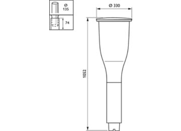 Dimension Drawing (without table) - BDS650 LED25-4S/830 PSU II VD CLO STD 60
