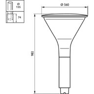 Dimension Drawing (without table) - BDS660 LED20-4S/740 I MDM D9 STD 60