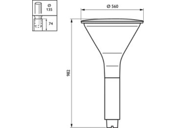 Dimension Drawing (without table) - BDS660 LED20-4S/740 I MDM D9 STD 60