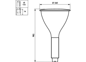 Dimension Drawing (without table) - BDS670 LED80-4S/740 I MDM D9 STD 60