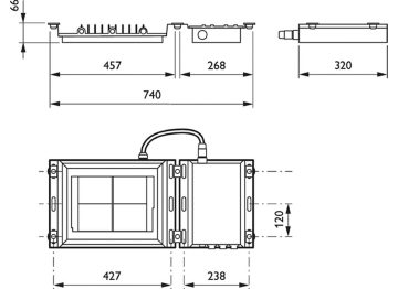  FLOWSTAR SMALL - LED module 11000 lm - LED - Power supply unit with DALI interface - Distribution symmetrical medium 11 - Flat glass - 148° x 148° - DALI - Suspension set simple, standard