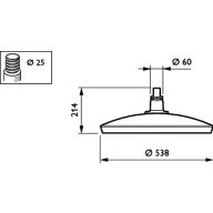 Dimension Drawing (without table) - BSP530 LED60-4S/830 II DM50 D9 SRG10 AL