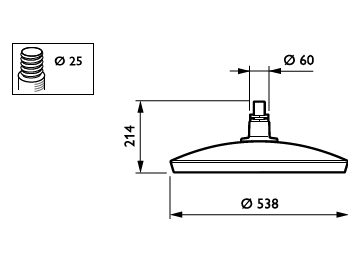 Dimension Drawing (without table) - BSP531 LED120-1P/830 II DW52P D9 AL GR