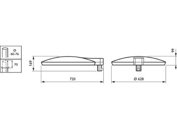 Dimension Drawing (without table) - BPP531 LED120-4S/830 II DM50 SRT IACZ-4-