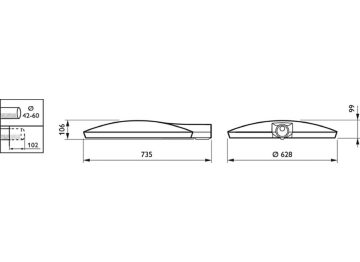Dimension Drawing (without table) - BRP531 LED120-1P/830II DW52P D9 ALGR 60S