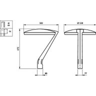 Dimension Drawing (without table) - BPP532 LED60-4S/830 II DM50 D9 SRG10ALGR