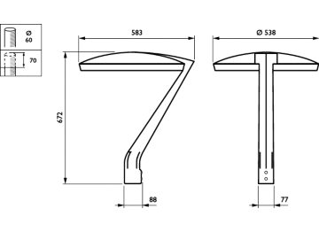  CitySoul gen2 LYRE - LED module 6000 lm - 830 warm white - Power supply unit with DALI interface - Safety class II - Distribution medium 50 - Clear glass - Gray - Luminaire surge protection level until 10 kV differential mode and 10 kV common mode - - - -