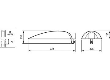 Dimension Drawing (without table) - BRP436 LED81-/830 II DM31 SI MSP CLO SRT