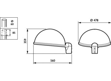 Dimension Drawing (without table) - BRP775 LED49-4S/740 PSD DW50 PGR BK D9