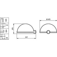 Dimension Drawing (without table) - BRP776 LED16-4S/740 PSD DW50 PGR BK D9 S