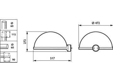 Dimension Drawing (without table) - BRP776 LED49-4S/740 PSD DW50 PGR BK D9 S