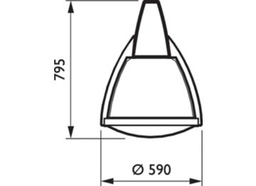 Dimension Drawing (without table) - BDS592 LED60-4S/830 I TT MDW GR