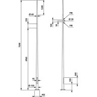 Dimension Drawing (without table) - YHB709 CONE 6000 3x2xHOLE-M8-100 RAL