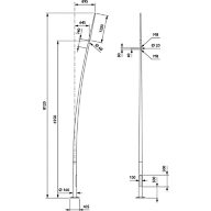 Dimension Drawing (without table) - YHB709 CUR 7000 SPK 2xHOLE-M8-80 RAL