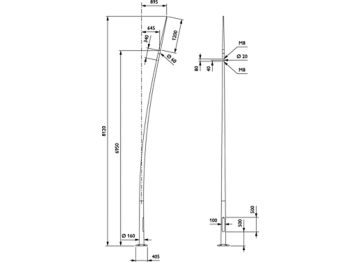  OCEAN ROAD POLES - Curved - 6.0 m - RAL color - Spike