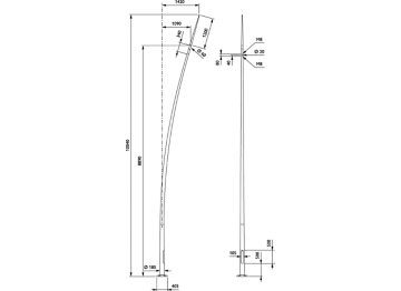  OCEAN ROAD POLES - Curved - 9.0 m - RAL color - Spike